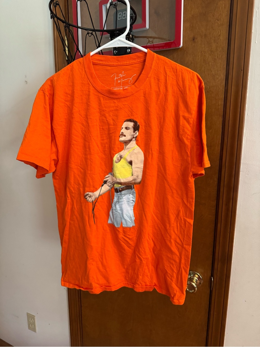Source Unknown Orange Short Sleeve Tee with Freddie Mercury Graphic